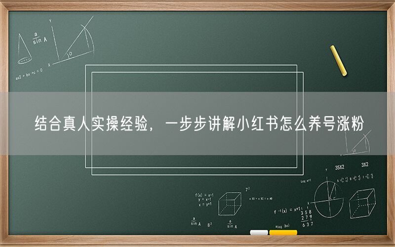 结合真人实操经验，一步步讲解小红书怎么养号涨粉