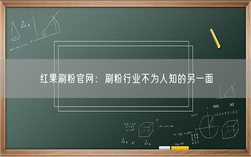 红果刷粉官网：刷粉行业不为人知的另一面