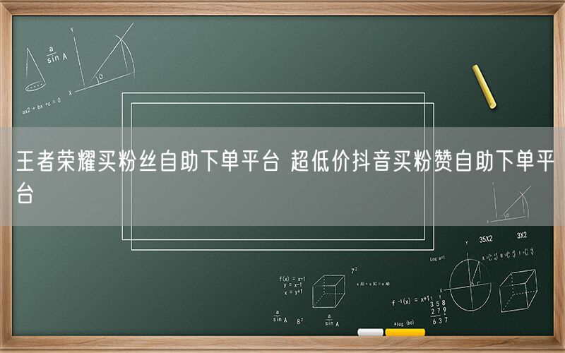 王者荣耀买粉丝自助下单平台 超低价抖音买粉赞自助下单平台